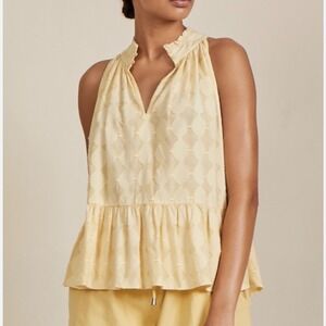 Apiece‎ Apart Cream Nissi Tiers Fil Coupe Voile Tank Top Size M Ivory Old Money